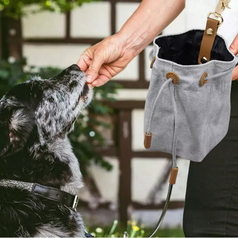 Hundeleckerli Hundekekse Trainings Beutel mit Karabiner in verschiedenen Farben Detailbild Graublau