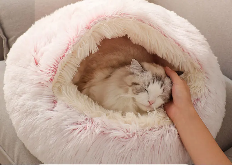 Katzenbett Plüsch Katzenhöhle Kuschelhöhle Katzenversteck