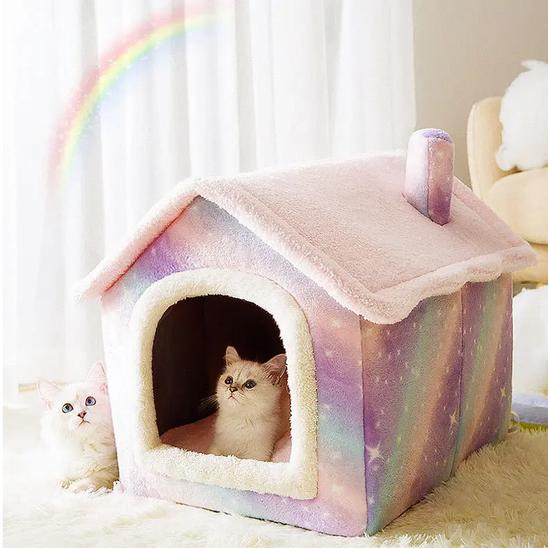 Haustierhaus Katzenbett Hundehütte Kuschelhöhle Zelt Plüsch Katzenhöhle Welpen Haustierbett Hauptbild