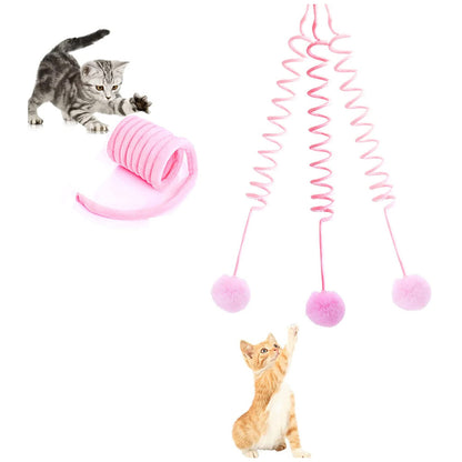 Interaktives Katzenspielzeug federnde Spirale mit Pom Pom